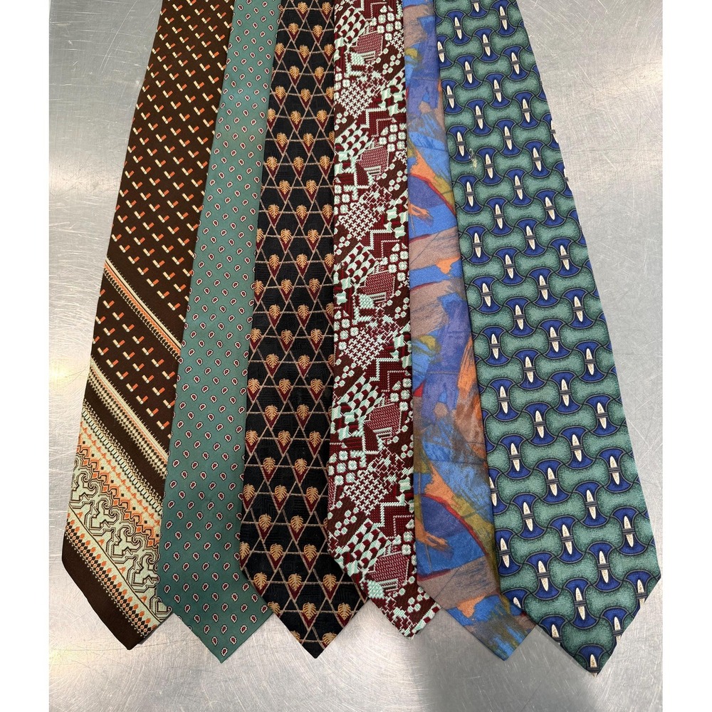 6 vintage neck ties mixed fabrics for crafting or evening out